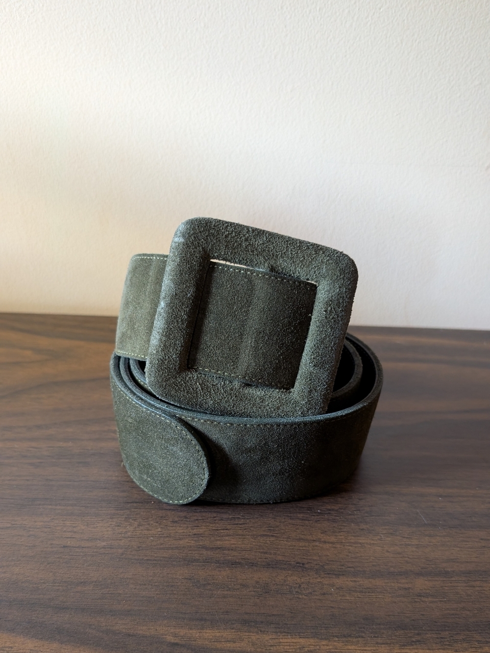 Vintage Jacqueline Ferrar Suede Wide Belt in Olive Green